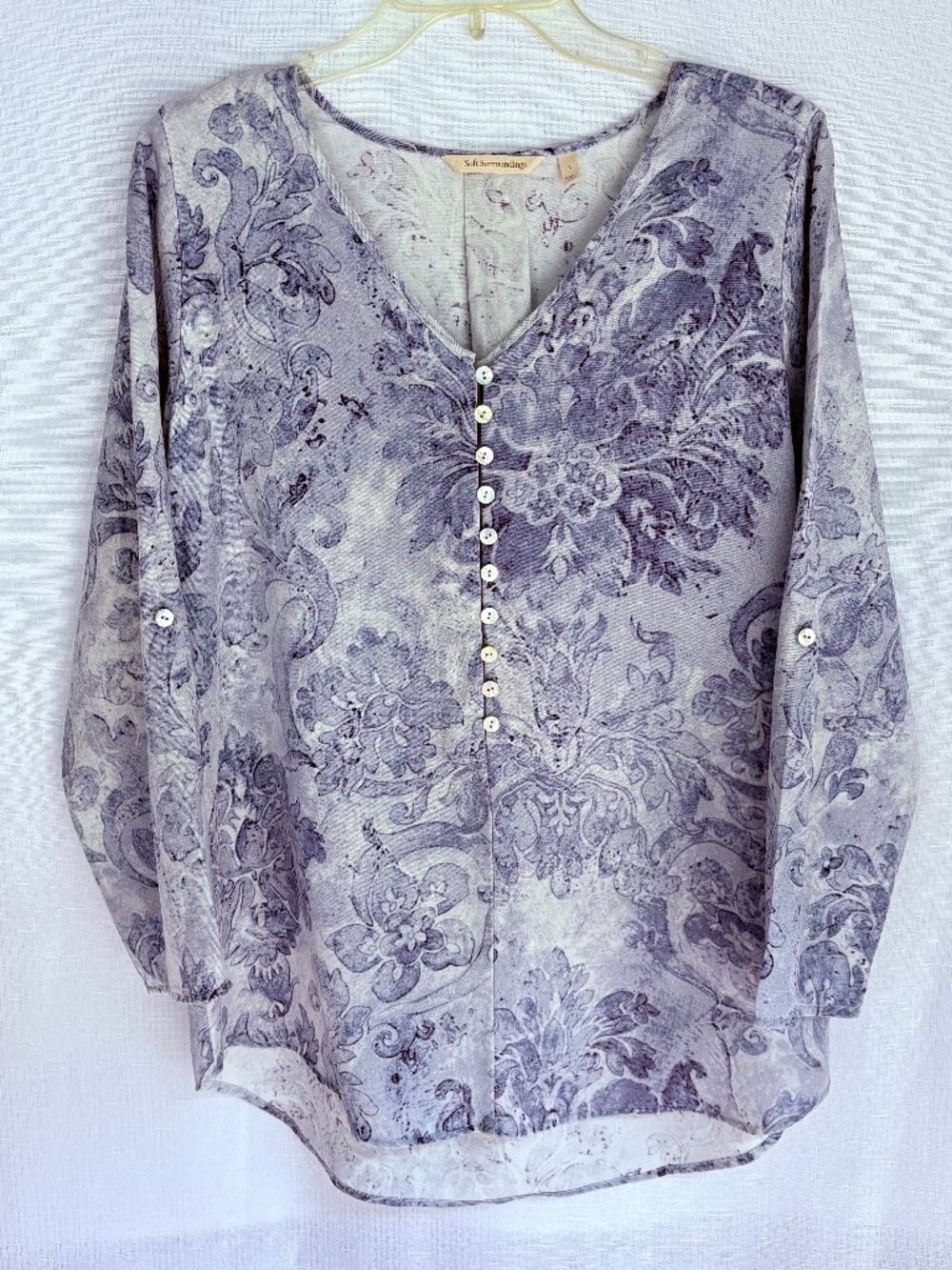 SOFT SURROUNDINGS Roll Tab Sleeve Tunic Top